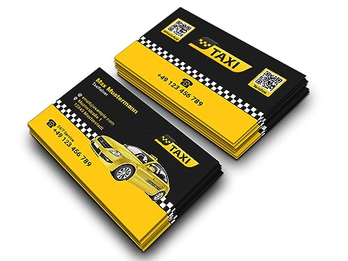 Premium Taxi-Visitenkarten personalisiert (85x55mm), Premium Papier, hochwertiger Druck, hohe Qualität, selbst gestalten für Taxiunternehmen, Mietwagen-Service, Minicar & Fahrer (Horizontal) von Generisch