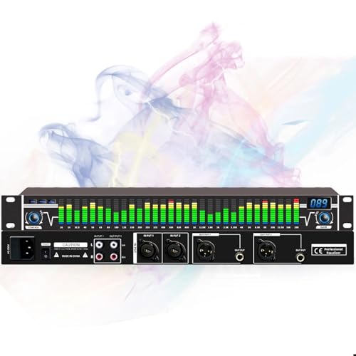 Professioneller 31 Band Digital Equalizer, One Channel Stereo Audio Graphic Equalizer mit 10 voreingestellten Effekten, ideal für Bühnenkonzerte und Audio Tuning von Generisch