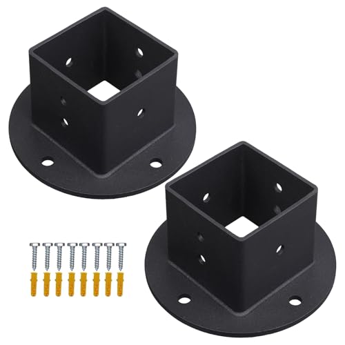 Quadratischer Pfostensockel, Geländerhalterung|Zaunmast-Flanschmontagesockel,Quadratische Wandhalterung, 2 x robust, für Deckgeländer-Briefkästen für Pfosten mit einem Innendurchmesser von 2 x 2 Zol von Generisch