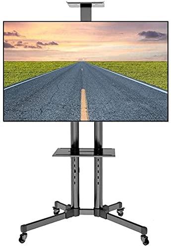 Roll-/mobiler TV-Wagen mit Laptop-Ablage und Feststellrädern, für 81,3 cm bis 177,8 cm (32 bis 70 Zoll) LCD-, LED-Plasma-Flachbildfernseher, höhenverstellbar, schwarz, Tragkraft 75 kg von Generisch