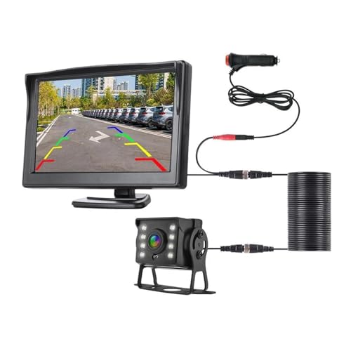Rückfahrkamera mit Richtlinien Universal Paking Für Reverse CCD Backup HD Auto Rückansicht Kamera Für Mit 5 Zoll Monitor Für LKW LED Nachtsicht(MBUS-6M) von Generisch