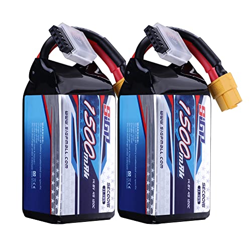 SIGP 1500mAh 4S Lipo Akku 14.8V 120C Soft Pack mit XT60 Stecker für RC FPV Drohne Helikopter Flugzeug Quadcopter 2 Stück SIGP 1500mAh 4S Lipo Akku 14.8V 120C Soft Pack mit XT60 Stecker für RC FPV Drohne Helikopter Flugzeug Quadcopter 2 Stück von Generisch