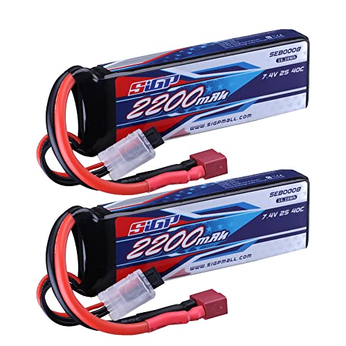 SIGP 2S Lipo Akku 7.4V 2200mAh 40C mit T-Stecker für RC Fahrzeuge,Auto,Tank,LKW,Boot,Truggy Racing Modell Hobby 2 Stück von Generisch