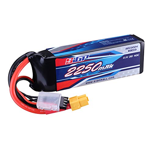 SIGP 3S Lipo Akku 11,1V 2250mAh 40C Soft Pack mit XT60 Stecker für RC Flugzeug Quadcopter Helikopter Drohne FPV Racing Hobby von Generisch