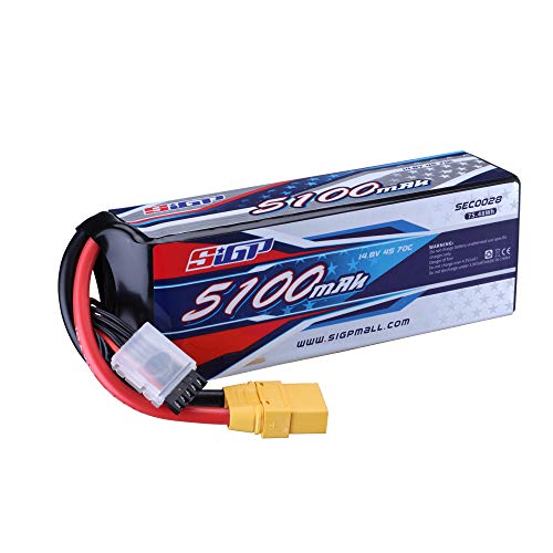 SIGP 4S 14.8V Lipo Akku 5100mAh 70C Soft Pack mit XT90 Stecker für RC Flugzeug Helikopter Drohne Quadcopter FPV Racing Hobby SIGP 4S 14.8V Lipo Akku 5100mAh 70C Soft Pack mit XT90 Stecker für RC Flugzeug Helikopter Drohne Quadcopter FPV Racing Hobby von Generisch