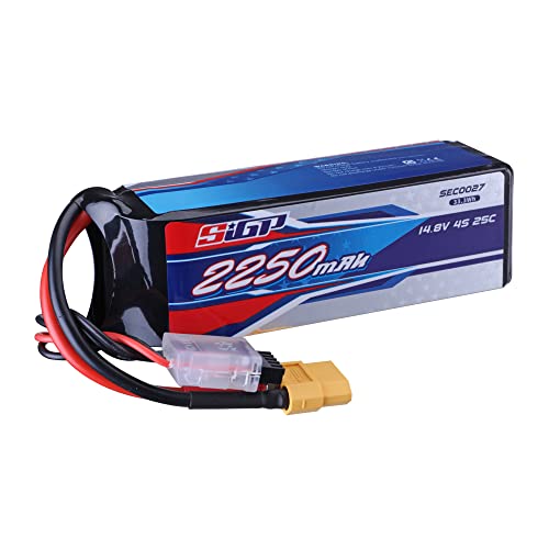 SIGP 4S Lipo Akku 14,8V Batterien 2250mAh 25C mit XT60 Stecker für RC Flugzeug Quadcopter Helicopter Drohne FPV von Generisch