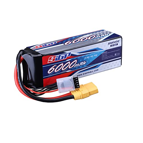 SIGP 6000mAh 4S Lipo Batterie 14,8V 70C Soft Pack mit XT90 Stecker für RC Auto LKW Tank Boot Racing Hobby von Generisch