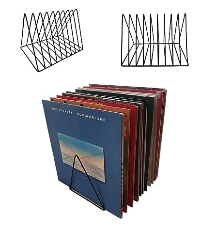 Schallplattenständer dreieckig Metall schwarz ideal für Vinyl Regal von Generisch