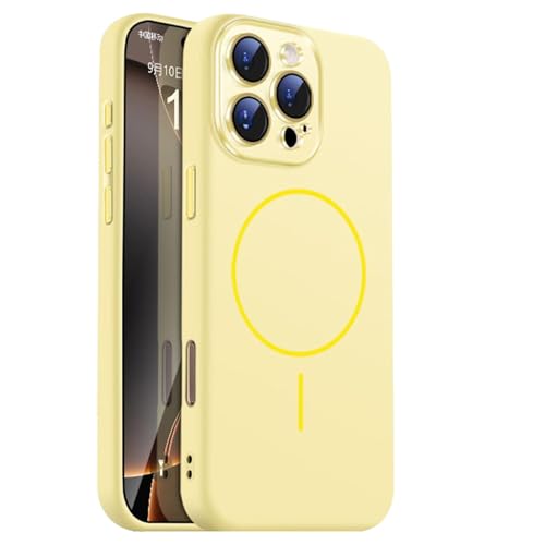 Schlanke Hülle Für iPhone 16/16 Pro/16 Plus/16 Pro Max, Magnetische Saugnapf-Linsenschutzhülle Aus Weichem Silikon, Faserfutter, Kratzfeste Schale,16pro,Yellow von Generisch