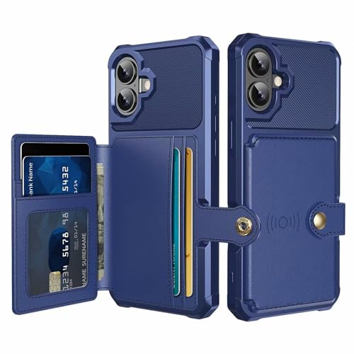 Schlanke Hülle Für iPhone 16/16plus/16pro/16pro Max, Stoßfeste Klapphülle Mit Kartensteckplatz Und Magnetischer Fahrzeugabsaugung,16pro max,Blue von Generisch