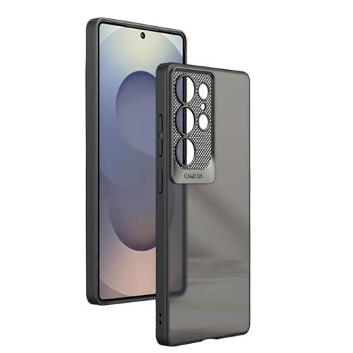 Schlanke Hülle für Samsung Galaxy S25 Ultra, mattierte, durchscheinende Telefonhülle, umfassender Metalllinsenschutz, stoßfeste Abdeckung, Schwarz, S25 Ultra von Generisch