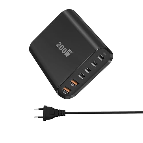 Schneller Ladegerät, Desktop -Ladegerät USB C | 200W USB Ladestation Ladegerät Desktop Schnellladung,Multifunktional 6-Port-Ladungskabine für Smartwatch von Generisch