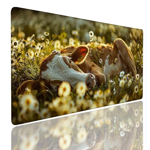 Schreibtischunterlage Gaming Mauspad Cow (1) Mousepad Groß XXL 900x600x4mm WassXerdicht Anti-Rutsch Mouse Pad, Vernähte Kanten Desk Mouse Mat, Mauspads Verbessert Präzision und Geschwindigkeit von Generisch
