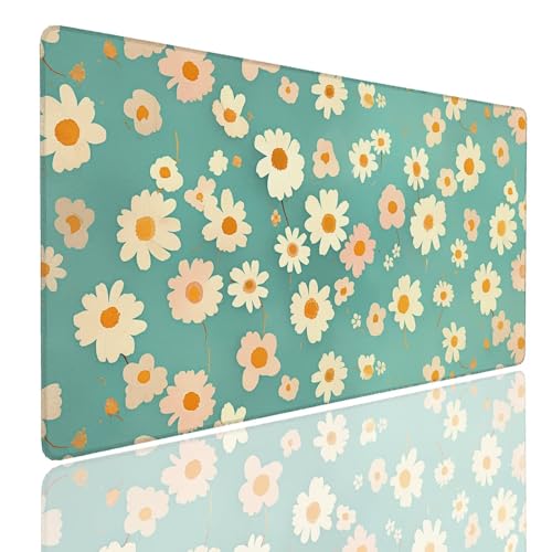 Schreibtischunterlage Gaming Mauspad Daisy (2) Mousepad Groß XXL 900x400x4mm WassXerdicht Anti-Rutsch Mouse Pad, Vernähte Kanten Desk Mouse Mat, Mauspads Verbessert Präzision und Geschwindigkeit von Generisch