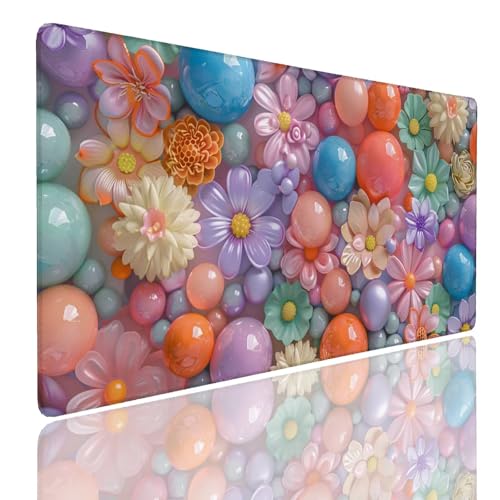Schreibtischunterlage Gaming Mauspad Flower (7) Mousepad Groß XXL 1600x800x4mm WassXerdicht Anti-Rutsch Mouse Pad, Vernähte Kanten Desk Mouse Mat, Mauspads Verbessert Präzision und Geschwindigkeit von Generisch
