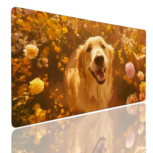 Schreibtischunterlage Gaming Mauspad Gold (3) Mousepad Groß XXL 900x300x4mm WassXerdicht Anti-Rutsch Mouse Pad, Vernähte Kanten Desk Mouse Mat, Mauspads Verbessert Präzision und Geschwindigkeit von Generisch