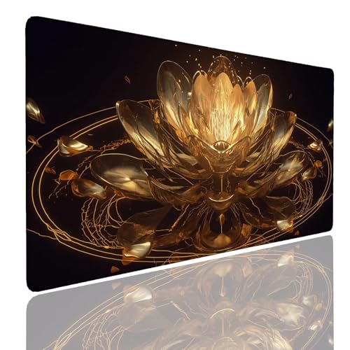 Schreibtischunterlage Gaming Mauspad Gold (5) Mousepad Groß XXL 1600x800x4mm WassXerdicht Anti-Rutsch Mouse Pad, Vernähte Kanten Desk Mouse Mat, Mauspads Verbessert Präzision und Geschwindigkeit von Generisch