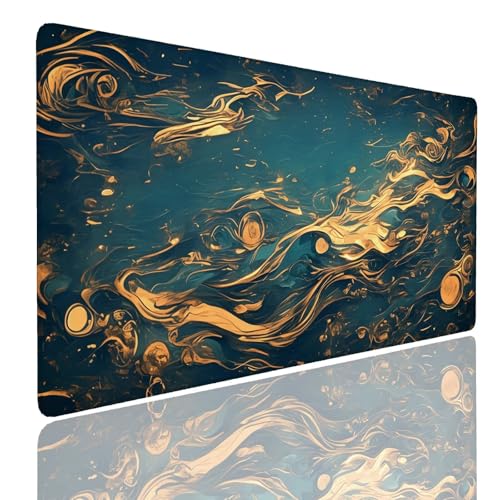 Schreibtischunterlage Gaming Mauspad Gold (9) Mousepad Groß XXL 1600x800x4mm WassXerdicht Anti-Rutsch Mouse Pad, Vernähte Kanten Desk Mouse Mat, Mauspads Verbessert Präzision und Geschwindigkeit von Generisch
