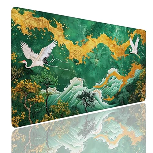 Schreibtischunterlage Gaming Mauspad Green (5) Mousepad Groß XXL 900x500x4mm WassXerdicht Anti-Rutsch Mouse Pad, Vernähte Kanten Desk Mouse Mat, Mauspads Verbessert Präzision und Geschwindigkeit von Generisch