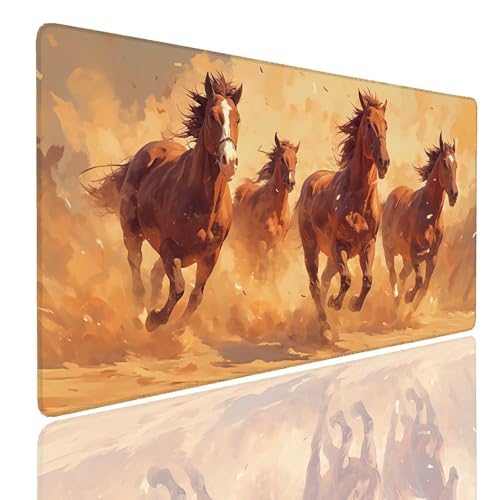 Schreibtischunterlage Gaming Mauspad Horse (2) Mousepad Groß XXL 1600x800x4mm WassXerdicht Anti-Rutsch Mouse Pad, Vernähte Kanten Desk Mouse Mat, Mauspads Verbessert Präzision und Geschwindigkeit von Generisch