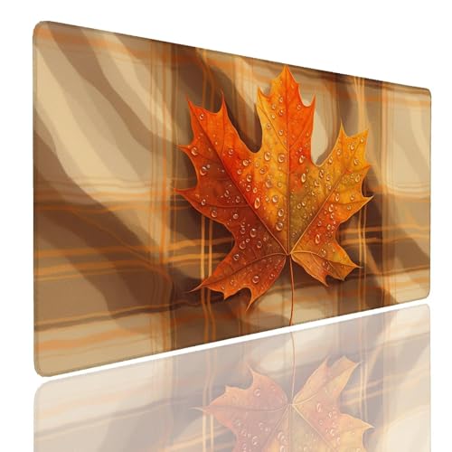 Schreibtischunterlage Gaming Mauspad Leaf (2) Mousepad Groß XXL 1400x800x4mm WassXerdicht Anti-Rutsch Mouse Pad, Vernähte Kanten Desk Mouse Mat, Mauspads Verbessert Präzision und Geschwindigkeit von Generisch