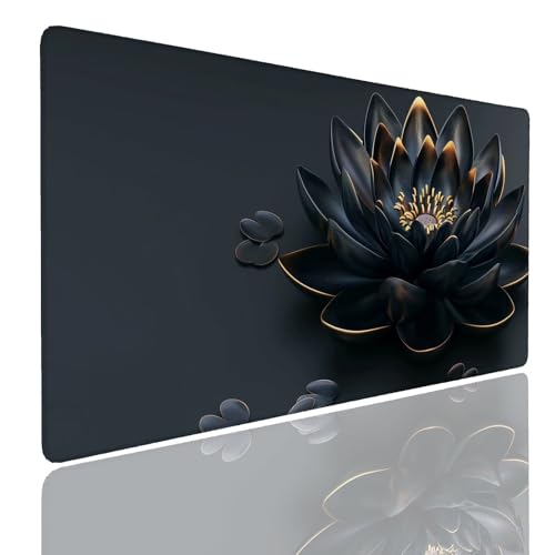 Schreibtischunterlage Gaming Mauspad Lotus (1) Mousepad Groß XXL 1600x800x4mm WassXerdicht Anti-Rutsch Mouse Pad, Vernähte Kanten Desk Mouse Mat, Mauspads Verbessert Präzision und Geschwindigkeit von Generisch