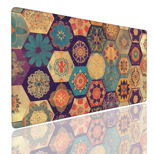 Schreibtischunterlage Gaming Mauspad Mandala (5) Mousepad Groß XXL 1600x800x4mm WassXerdicht Anti-Rutsch Mouse Pad, Vernähte Kanten Desk Mouse Mat, Mauspads Verbessert Präzision und Geschwindigkeit von Generisch