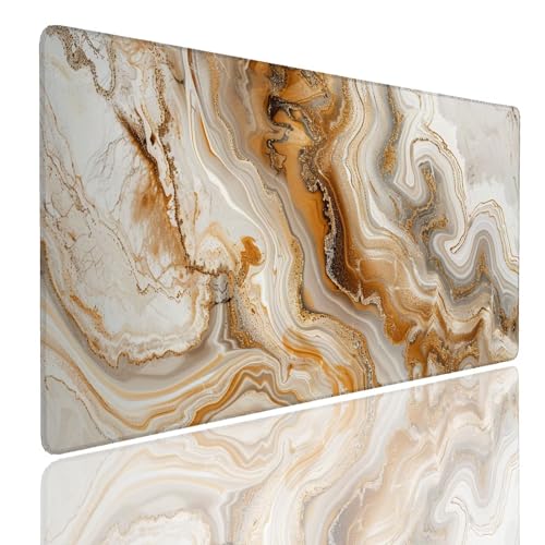 Schreibtischunterlage Gaming Mauspad Marble (3) Mousepad Groß XXL 1600x800x4mm WassXerdicht Anti-Rutsch Mouse Pad, Vernähte Kanten Desk Mouse Mat, Mauspads Verbessert Präzision und Geschwindigkeit von Generisch