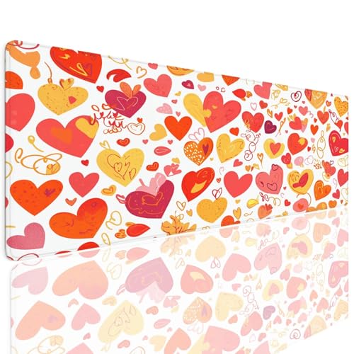 Schreibtischunterlage Mauspad Gaming Mousepad XL Groß 600x300x4mm Wassxerdicht Rutchfeste Schreibtisch Unterlage Mouse Pad Multifunktionales Schutz Matte Mauspads, Home Office Mousepad Heart 4-612 von Generisch