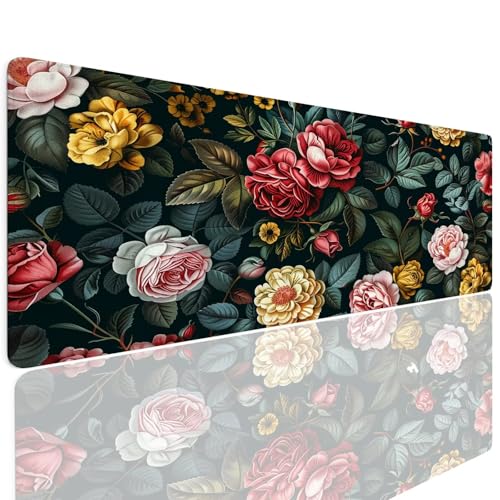 Schreibtischunterlage Mauspad Gaming Mousepad XL Groß 700x300x4mm Wassxerdicht Rutchfeste Schreibtisch Unterlage Mouse Pad Multifunktionales Schutz Matte Mauspads, Home Office Mousepad Rose 4-1020 von Generisch