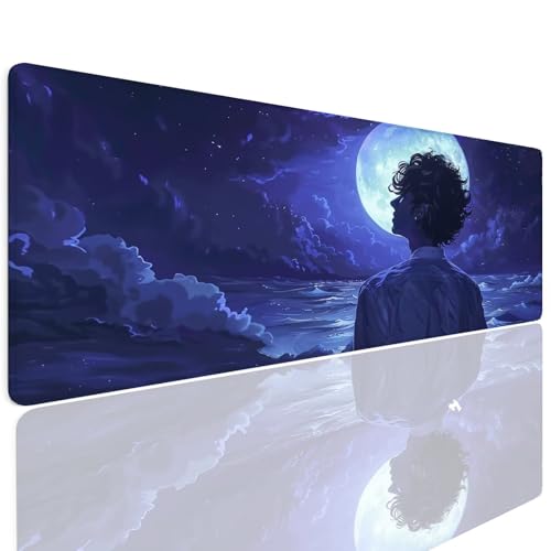 Schreibtischunterlage Mauspad Gaming Mousepad XXL Groß 1400x600x4mm Wassxerdicht Rutchfeste Schreibtisch Unterlage Mouse Pad Multifunktionales Schutz Matte Mauspads, Home Office Mousepad Moon 4-754 von Generisch