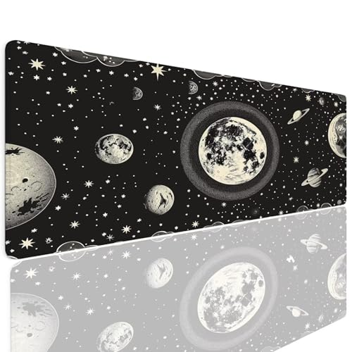 Schreibtischunterlage Mauspad Gaming Mousepad XXL Groß 1400x800x4mm Wassxerdicht Rutchfeste Schreibtisch Unterlage Mouse Pad Multifunktionales Schutz Matte Mauspads, Home Office Mousepad Moon 4-750 von Generisch