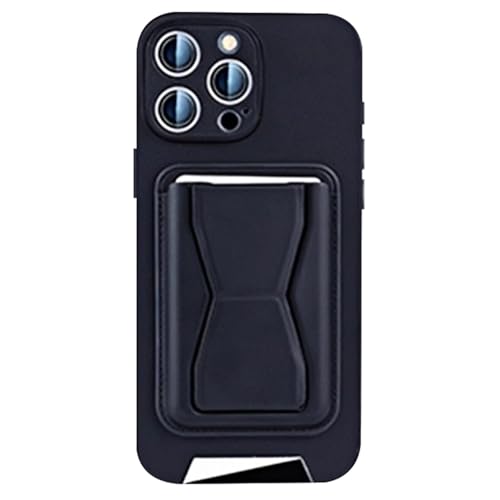 Schutzhülle Mit Ständer Für iPhone 16/16 Pro/16 Plus/16 Pro Max, Kartenfach Auf Der Rückseite, Leder, Fallschutz, Kameraschutz, Schlanke Schale,16pro,Black von Generisch