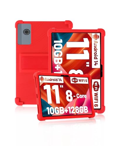 Schutzhülle für Ainmel A6H-A/Ainmel A6H0409 11 Zoll 2025 Tablet, Hautfreundliche Tablet-Hülle aus weichem Silikon mit verstellbarem Ständer (Rot) von Generisch