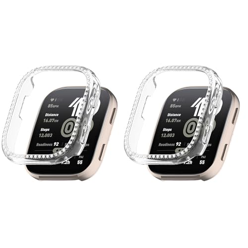 Schutzhülle für Amazfit Bip 6, harter PC, Kristall, Strass, schützende Stoßstange, Smartwatch, ohne Displayschutzfolie, 2 Stück (klar/klar) von Generisch