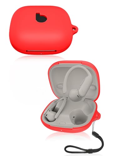 Schutzhülle für Beats Powerbeats Pro 2 kabellose Ohrhörer, weiche Silikonhülle mit Umhängeband, hautfreundlich und langlebig, Rot von Generisch