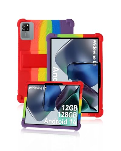 Schutzhülle für Blackview Tab 60 WiFi 10 Zoll 2025 Tablet, hautfreundliche weiche Silikon-Tablet-Hülle für Blackview Tab60WiFi mit verstellbarem Ständer (Regenbogen) von Generisch