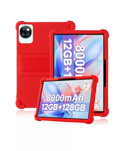 Schutzhülle für DOOGEE T10W 10 Zoll Tablet, Hautfreundliche Tablet-Hülle aus weichem Silikon mit verstellbarem Ständer (Rot) von Generisch