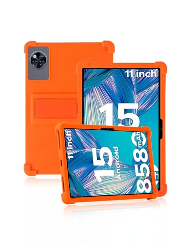 Schutzhülle für DOOGEE U11 11 Zoll Tablet, weiche Silikon-Tablet-Hülle mit rutschfestem Ständer, stoßfest und sturzfest, Orange von Generisch