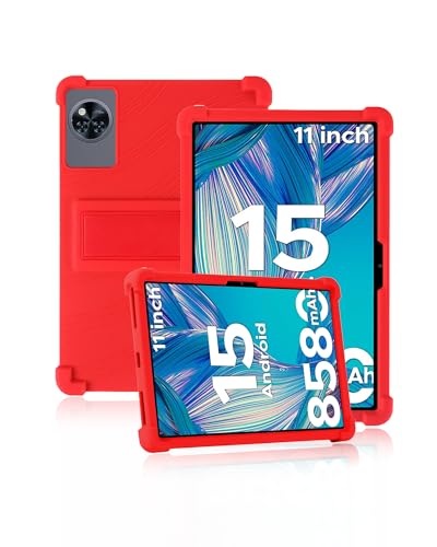Schutzhülle für DOOGEE U11 11 Zoll Tablet, weiche Silikon-Tablet-Hülle mit rutschfestem Ständer, stoßfest und sturzfest, Rot von Generisch