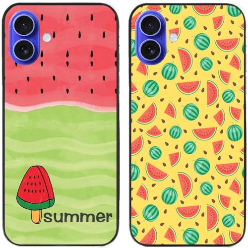 Schutzhülle für iPhone 16, Motiv: Sommerwassermelone, TPU-Gel-Silikon, dünn, 2 Stück Schutzhülle für iPhone 16, Motiv: Sommerwassermelone, TPU-Gel-Silikon, dünn, 2 Stück von Generisch