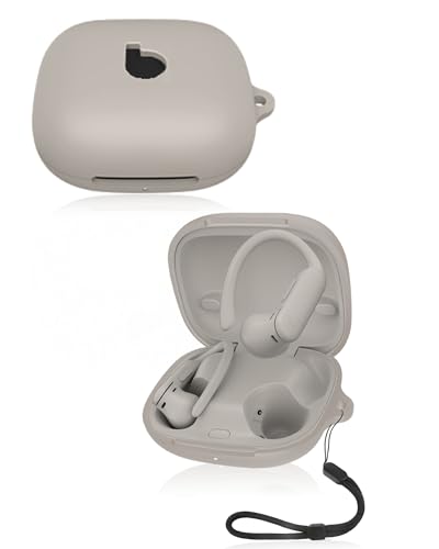 Schutzhülle für kabellose Beats Powerbeats Pro 2 Ohrhörer, weiche Silikonhülle mit Umhängeband, hautfreundlich und langlebig, Grau von Generisch