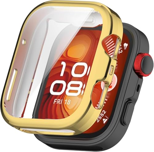 Schutzhülle kompatibel mit Huawei Watch Fit 4 Pro mit Displayschutzfolie, flexibles TPU, stoßfest, kratzfest, für Huawei Watch Fit 4 Pro Smartwatch (Gold) von Generisch
