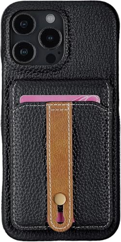 Schwarz, 16, Geldbörsenhülle für iPhone 16 Pro Max/16 Pro/16 Plus/16, verstellbares Armbandband, Ständer, Lederhülle, schlanke Fallschutzhülle von Generisch