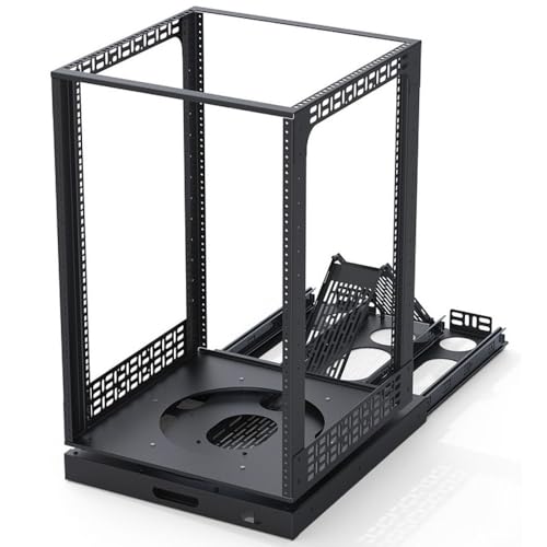 Schwenkbares 19-Zoll-Serverrack, 360° Drehbar, Ausziehbar bis 550mm, Stahl-Konstruktion, Schwarz 12HE - 20HE (12HE) von Generisch