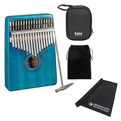 Sela SE249 Kalimba Mahagoni 17 Blau + keepdrum Mikrofasertuch von Generisch