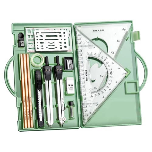 -Set, Geometrie -Set - 16x Math Geometrie Kit - Zeichenwerkzeuge mit Aufbewahrungsbox, Zeichnen von Vorräten für Künstler Schüler Lehrer von Generisch