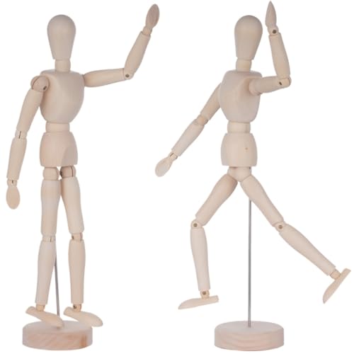 Set mit 2 flexiblen Künstlerpuppen aus Holz zum Zeichnen und Skizzieren, bewegliche menschliche Modelle, ideal zum Malen, Dekorieren oder Bürogebrauch Set mit 2 flexiblen Künstlerpuppen aus Holz zum Zeichnen und Skizzieren, bewegliche menschliche Modelle, ideal zum Malen, Dekorieren oder Bürogebrauch von Generisch