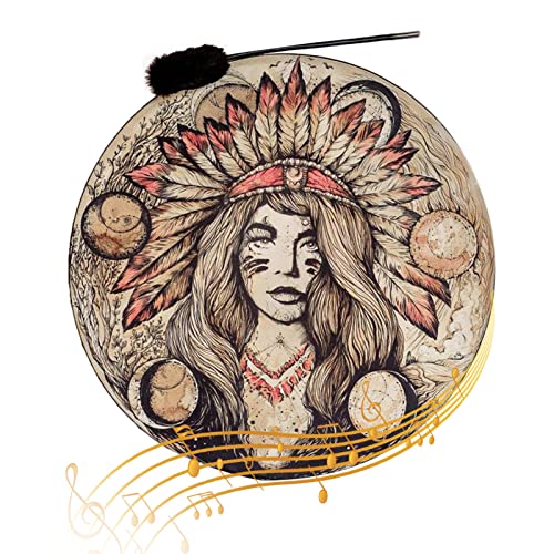 Shaman Hand Drum | Shamanic Native Drum | Sibirische Trommel | Meditationstrommel | Schamanische Trommel mit Drumstick | Indianische Trommel | Shamanism Drumming Instrument | Für Meditation Yoga von Generisch