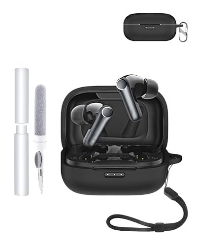Silikon-Schutzhülle für EarFun Air Pro4 Ohrhörer – langlebige und umweltfreundliche Bluetooth-Kopfhörerabdeckung mit präzisen Löchern – stoßfest, wasserdicht, angenehme Haptik, Schwarz von Generisch